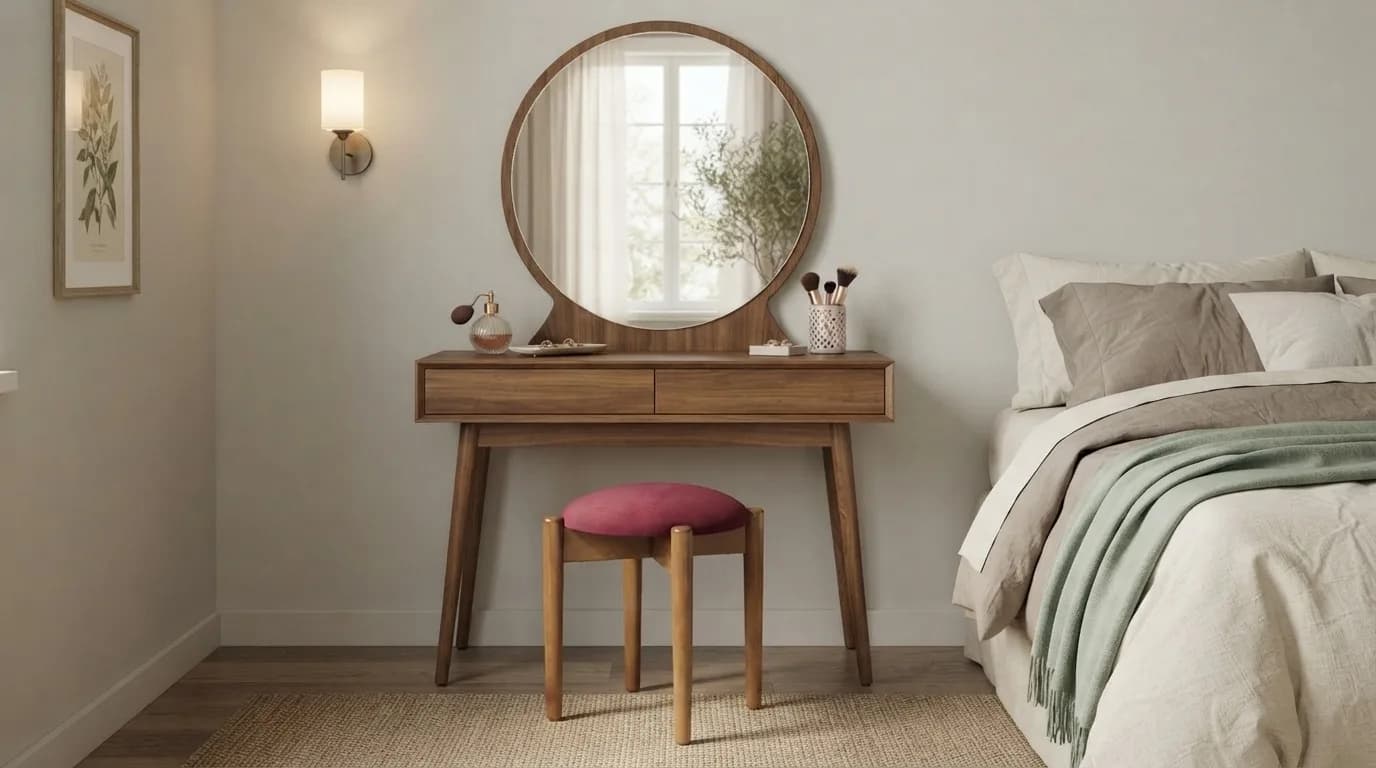 Ghế Đôn Tròn Gỗ Sồi V-Home (mặt ngồi bọc nệm) hover